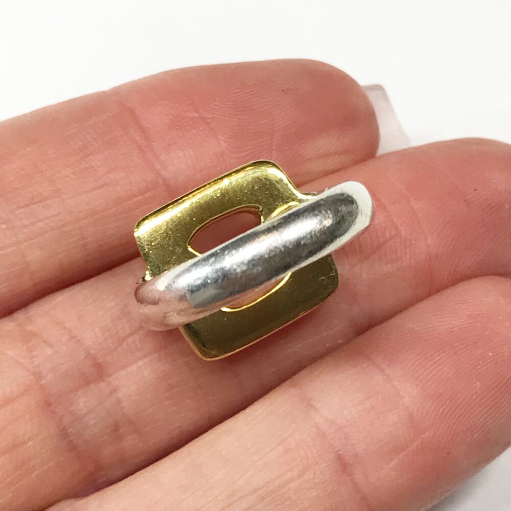 VTG Tane Mexico Two Tone Gold Plate Sterling Silver Modernist Puffy Chunky Ring - Picture 11 of 16